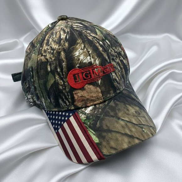 Outdoor Cap Other - Mossy Oak Camo Baseball Cap JGM Valve Tuck Strap USA Flag